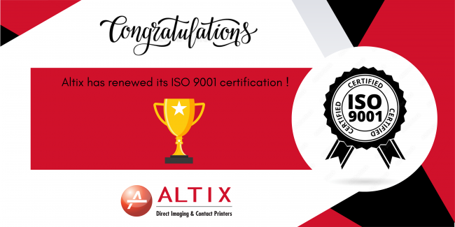 Altix has renewed its ISO 9001 certification ! 